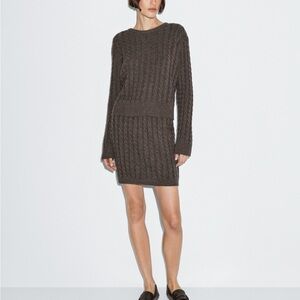 New Massimo Dutti Cable Knit Long Sleeve Sweater and skirt set